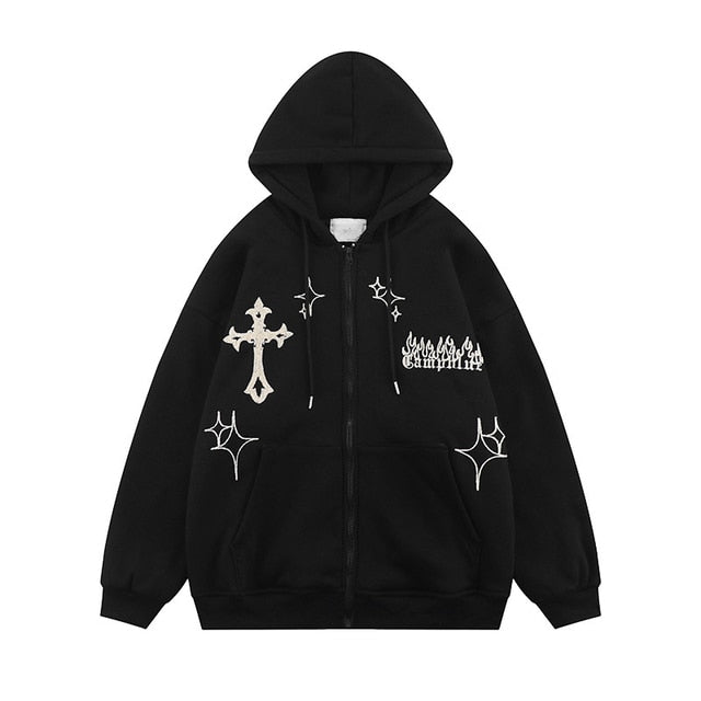 Goth Embroidery Retro Hoodies