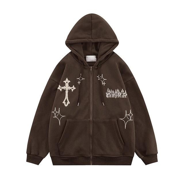 Goth Embroidery Retro Hoodies